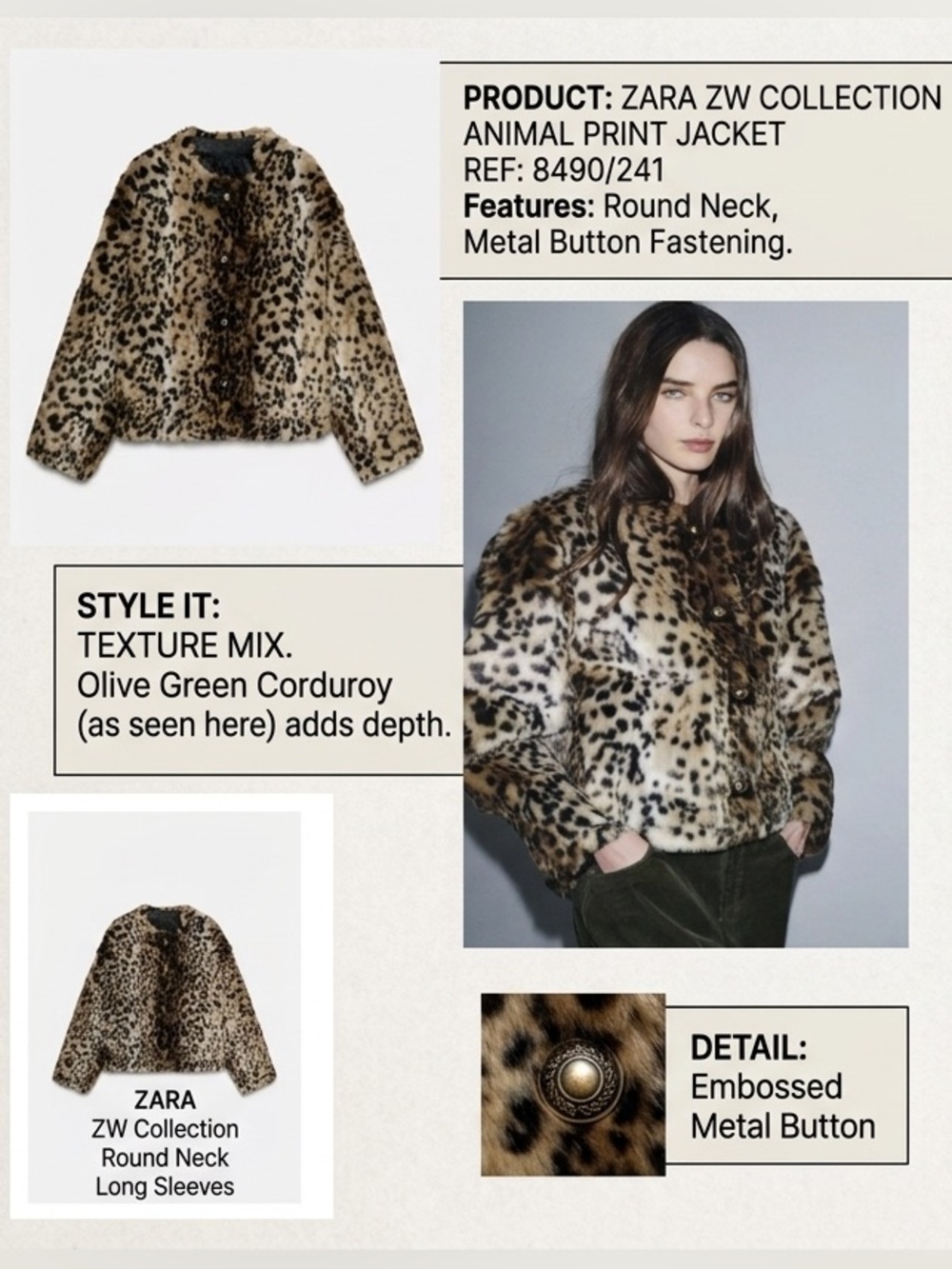 ZW Collection Leopard Print Faux Fur & Leather Jacket - Picture 5 of 6